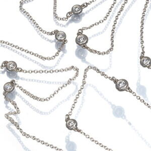 Tiffany Co Diamond By the Yard Station Long Sterling Silver Necklace